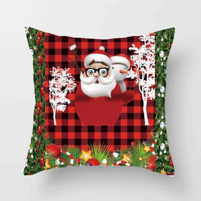 Housse de coussin de Noël Taie d'oreiller imprimée en lin