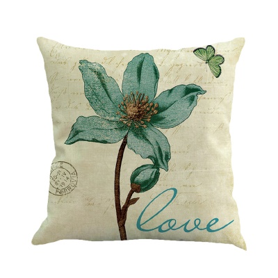 Housse de coussin vintage en lin fleuri