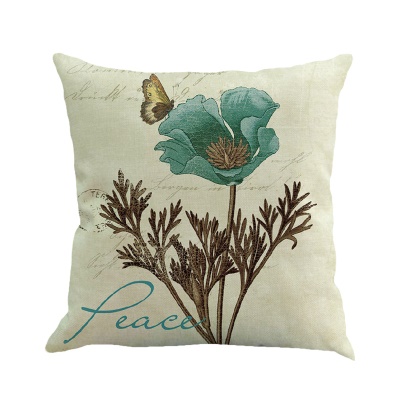 Housse de coussin vintage en lin fleuri