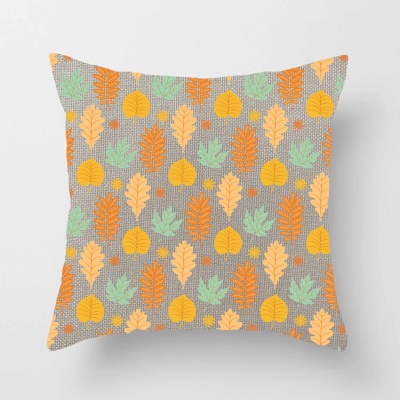 Housse de coussin  imprimée feuille d'érable colorée