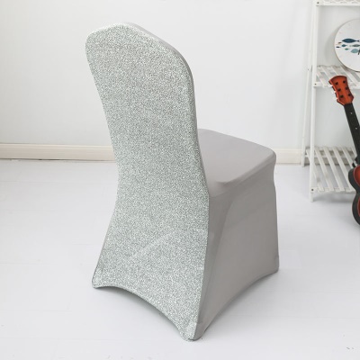 Housse de chaise en soie brillante patchwork polyester entièrement enveloppé