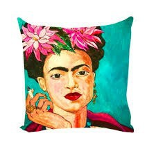 Housse de coussin  en lin imprimé Autoportrait numérique