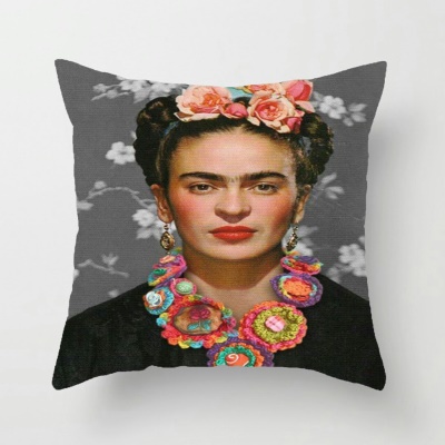 Housse de coussin  en lin imprimé Autoportrait numérique
