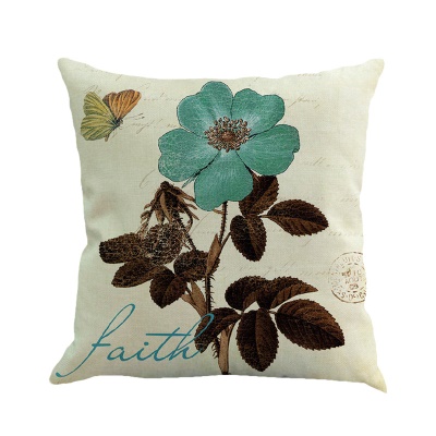 Housse de coussin vintage en lin fleuri