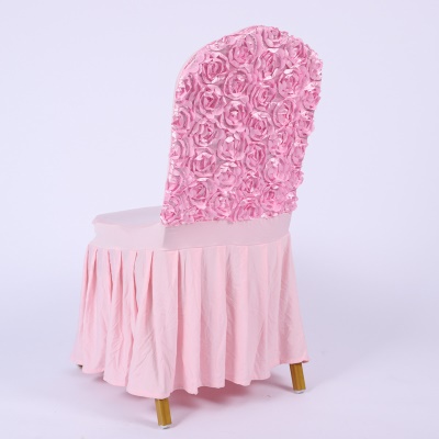 Housse de chaise plissée brodée rose