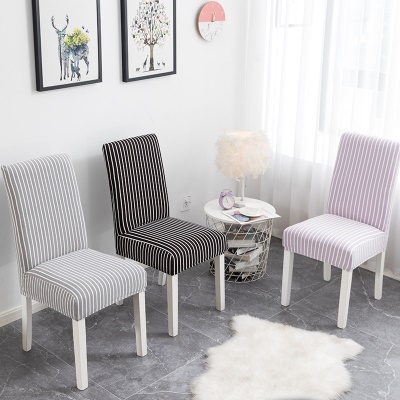 Housse de chaise en polyester spandex à rayures teintes en fil