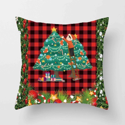 Housse de coussin de Noël Taie d'oreiller imprimée en lin