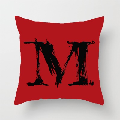 Housse de coussin cryptée avec lettre en lin imprimé