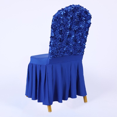 Housse de chaise plissée brodée rose