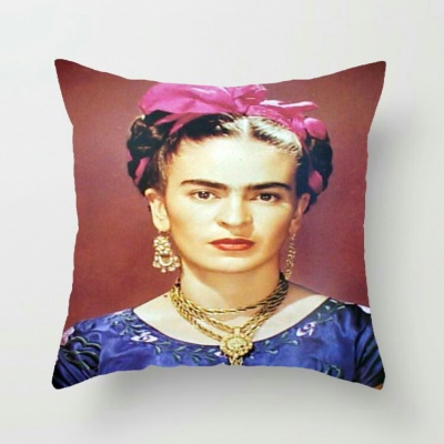 Housse de coussin  en lin imprimé Autoportrait numérique