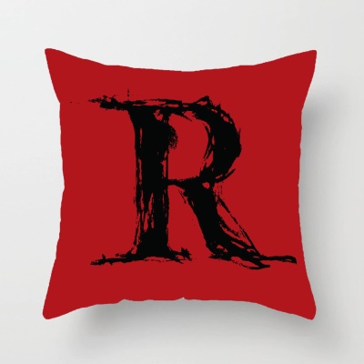 Housse de coussin cryptée avec lettre en lin imprimé