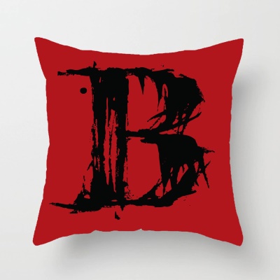 Housse de coussin cryptée avec lettre en lin imprimé