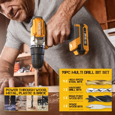 Hi-Spec Outils Jeu de 81 pièces pour perceuses électriques au lithium 18V Outils de quincaillerie