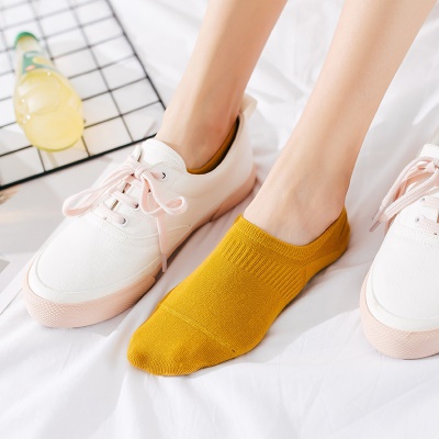 Chaussettes pour femmes bouche claire invisible couleur unie coton