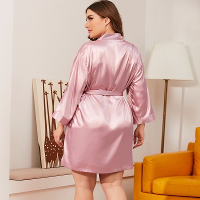 Pyjama femme Ice Silk Soie tissée ceinture taille fermée