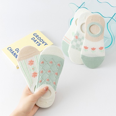 Chaussettes femmes bouche peu profonde invisible respirant petites fleurs