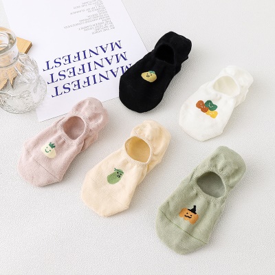 Chaussettes pour femmes silicone antidérapant bas aide peu profonde bouche mignon dessin animé