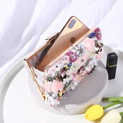 Sac de soirée pour femmes enveloppe paillettes PC + ABS chaîne unique