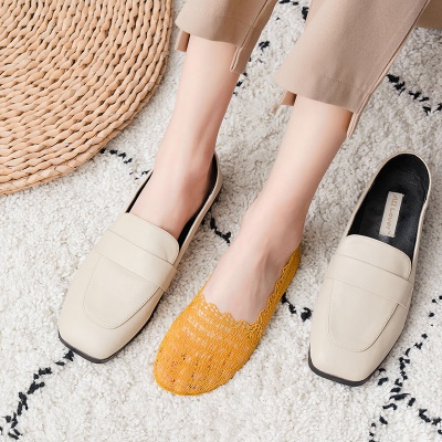 Chaussettes femme en dentelle Silicone antidérapant bouche peu profonde