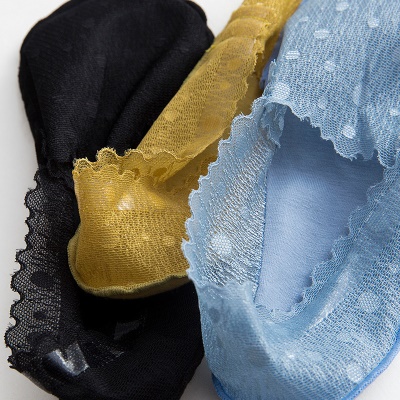 Chaussettes femme en dentelle bouche peu profonde fond de coton