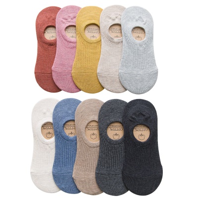 Chaussettes femmes bande verticale en silicone antidérapant à bouche peu profonde chaussettes en coton