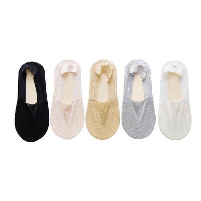 Chaussettes femmes dentelle silicone tissu de nylon antidérapant