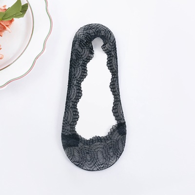Chaussettes pour femmes dentelle dentelle fond de coton talon de silicone