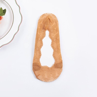 Chaussettes pour femmes dentelle dentelle fond de coton talon de silicone