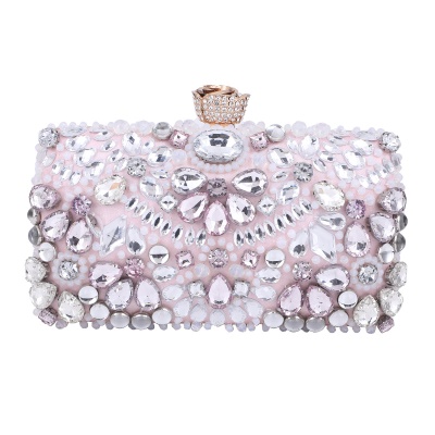 Sac de soirée pour femme sac chaîne épaule unique diamant artificiel satin
