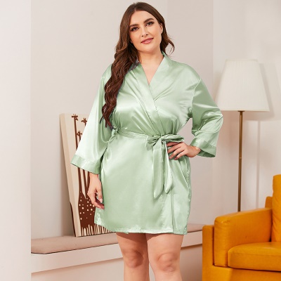 Pyjama femme Ice Silk Soie tissée ceinture taille fermée