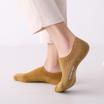 Chaussettes femmes bouche claire Invisible Chaussettes en coton couleur unie