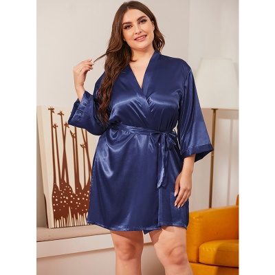 Pyjama femme Ice Silk Soie tissée ceinture taille fermée