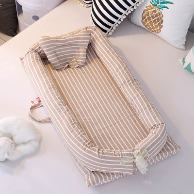 Lit bébé coton lavable rayures amovibles