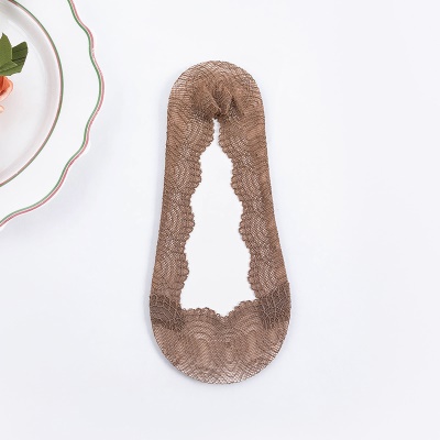 Chaussettes pour femmes dentelle dentelle fond de coton talon de silicone