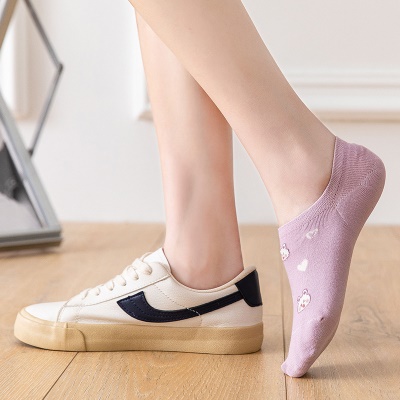 Chaussettes pour femmes violet ours à bouche claire en coton