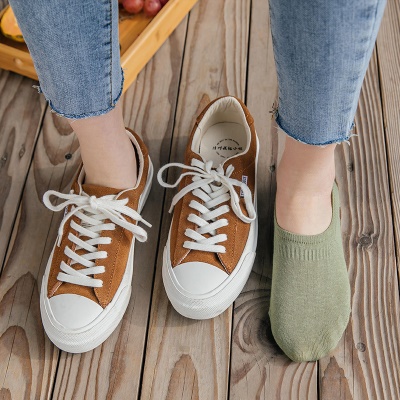 Chaussettes femmes bouche peu profonde Coton invisible antidérapant