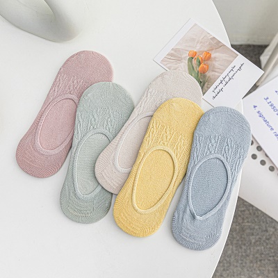 Chaussettes femmes bouche peu profonde maille respirante avec silicone