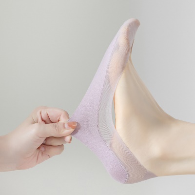 Chaussettes femmes Ice Silicone Silicone Antidérapant couleur unie fond de coton