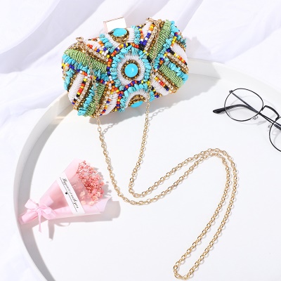 Sac de soirée pour femmes couleur incrusté de diamants mono-talon chaîne