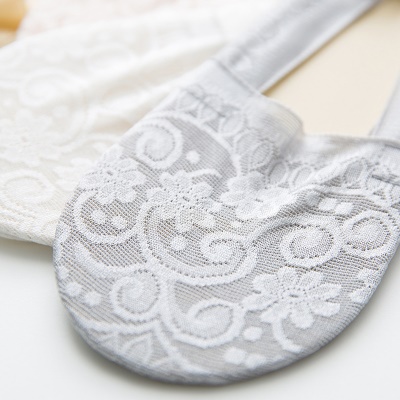 Chaussettes femmes dentelle silicone tissu de nylon antidérapant
