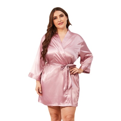 Pyjama femme Ice Silk Soie tissée ceinture taille fermée