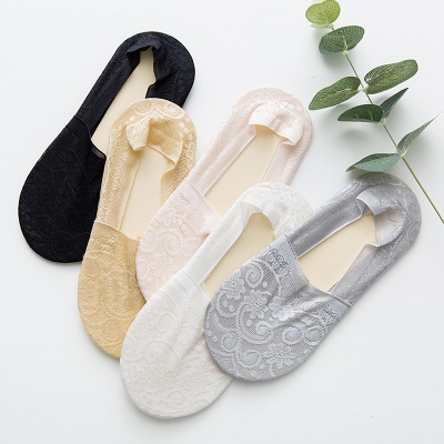 Chaussettes femmes dentelle silicone tissu de nylon antidérapant