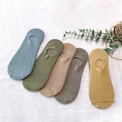 Chaussettes pour femmes couleur unie double aiguille coton