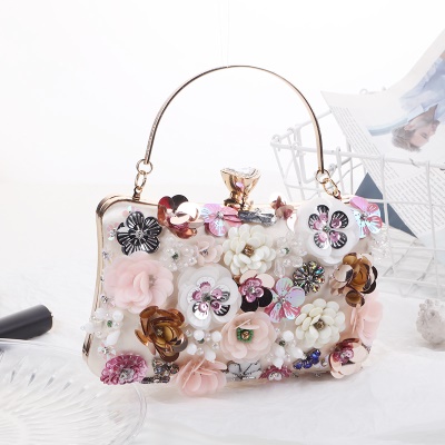 Sac de dîner fleuri sac de femme brodé de perles