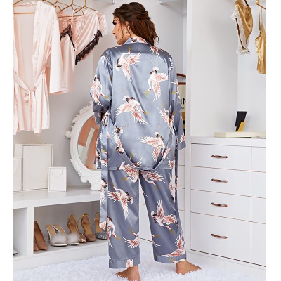 Pyjama femme 3 pièces Simulation soie Sling Pantalon Robe