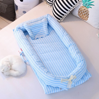 Lit bébé coton lavable rayures amovibles