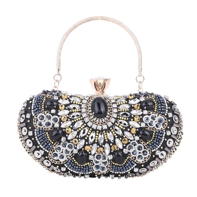 Sac de soirée pour femme incrusté de chaine de forage artificiel satin