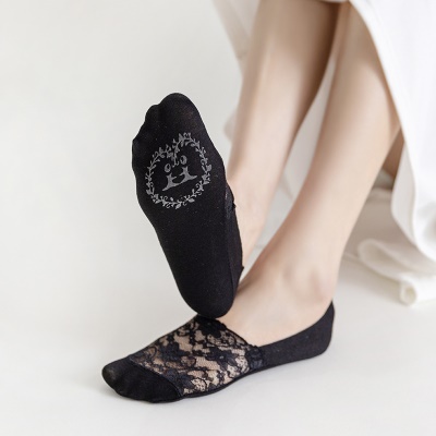 Chaussettes pour femmes dentelle bouche peu profonde antidérapante ne peut pas tomber talon