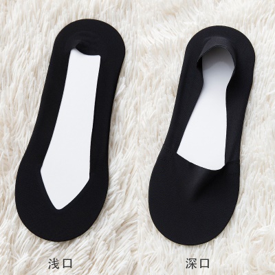 Chaussettes pour femmes Silicone antidérapant bouche peu profonde fond de coton