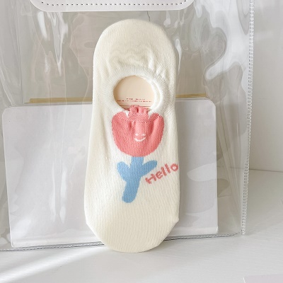 Chaussettes femmes tulipe motif maille peu profonde bouche basse invisible